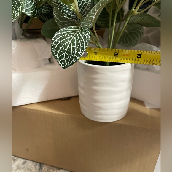 4 Artificial Plant Set Tabletop Plants NEW Fake Plants White Planters SET - Picture 8 of 8